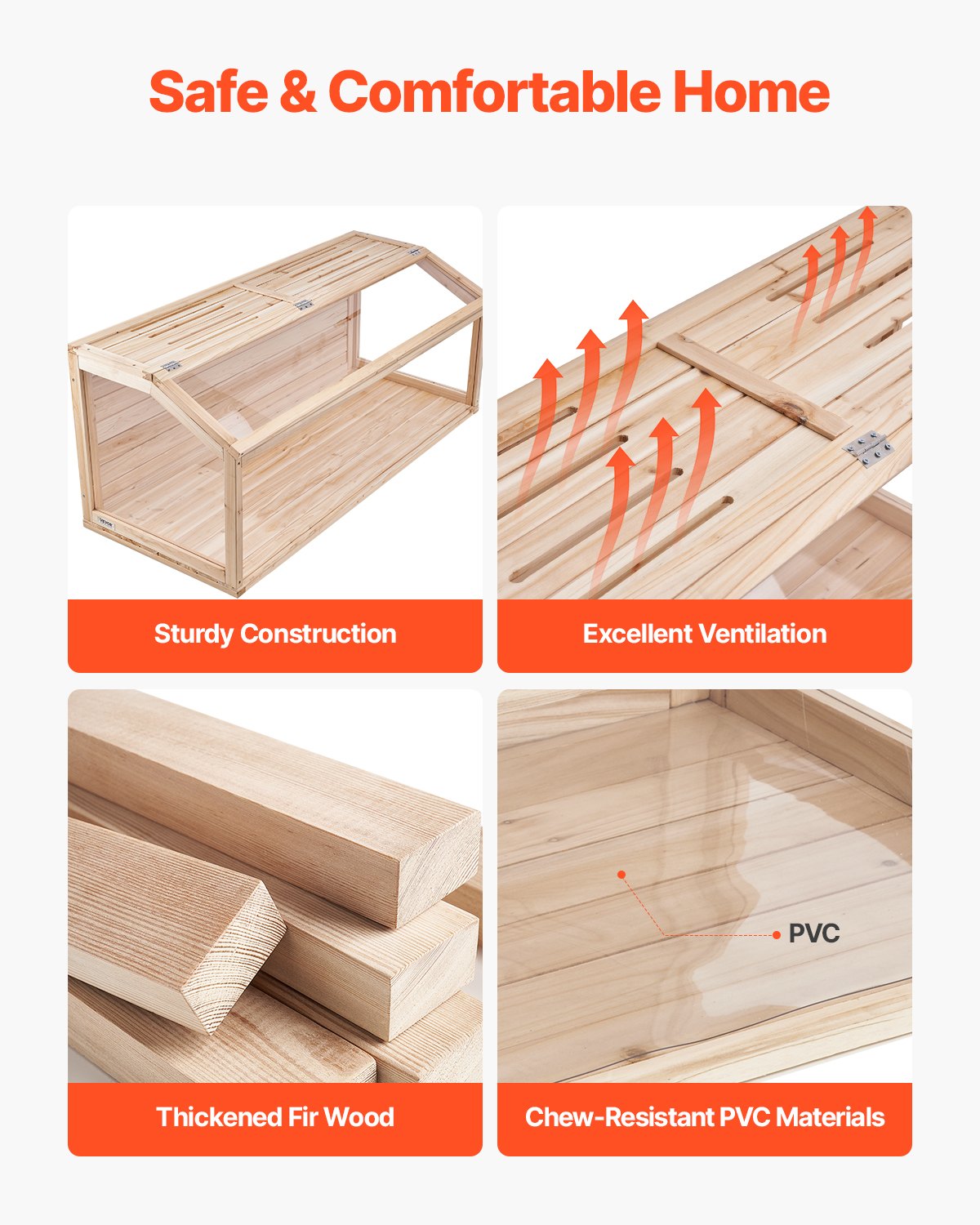VEVOR Hamsterkäfig aus Holz, Hamsterhabitat mit 270°-Sicht, 121,92x50,80x50,80 cm, Zwerghamsterkäfige mit zu öffnender Oberseite, Kleintierkäfig, Mäusekäfig für Rennmäuse, Ratten, Meerschweinchen