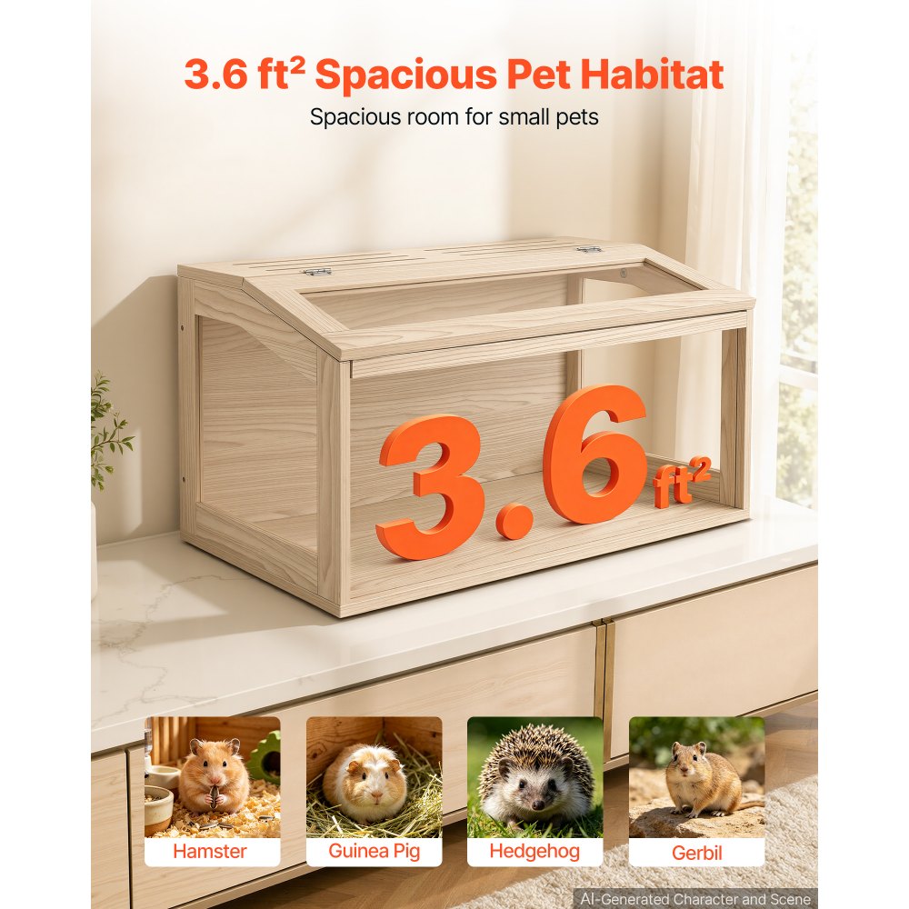 VEVOR Hamsterkäfig Nagerkäfig Nagarium Hamstergehege Holz 810x410x410mm, 270°-Sichtfenster Nagersicher mit Deckel Belüftung für Goldhamster Zwerghamster Meerschweinchen Rennmäuse