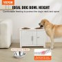 VEVOR Hunde Schrank Futterstation Erhöhter Hundenapf Stauraum 2 Näpfe 60x30x44cm