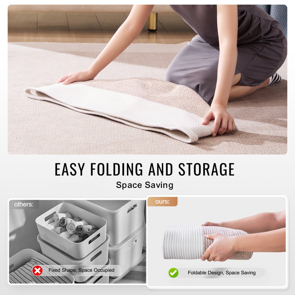 VEVOR Baumwollkorb 508 x 508 x 330 mm, Deckenkorb, 67 L, Baumwollseilkorb, geflochtener Korb mit Griffen, Wäschekorb, klappbar, Aufbewahrungskorb zum Ordnen von Kleidung, Kinderspielzeug, Kissen