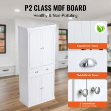 VEVOR 72" Küchen-/Pantry-Aufbewahrungs-Hochschrank mit 4 Türen und 3 verstellbaren Einlegeböden