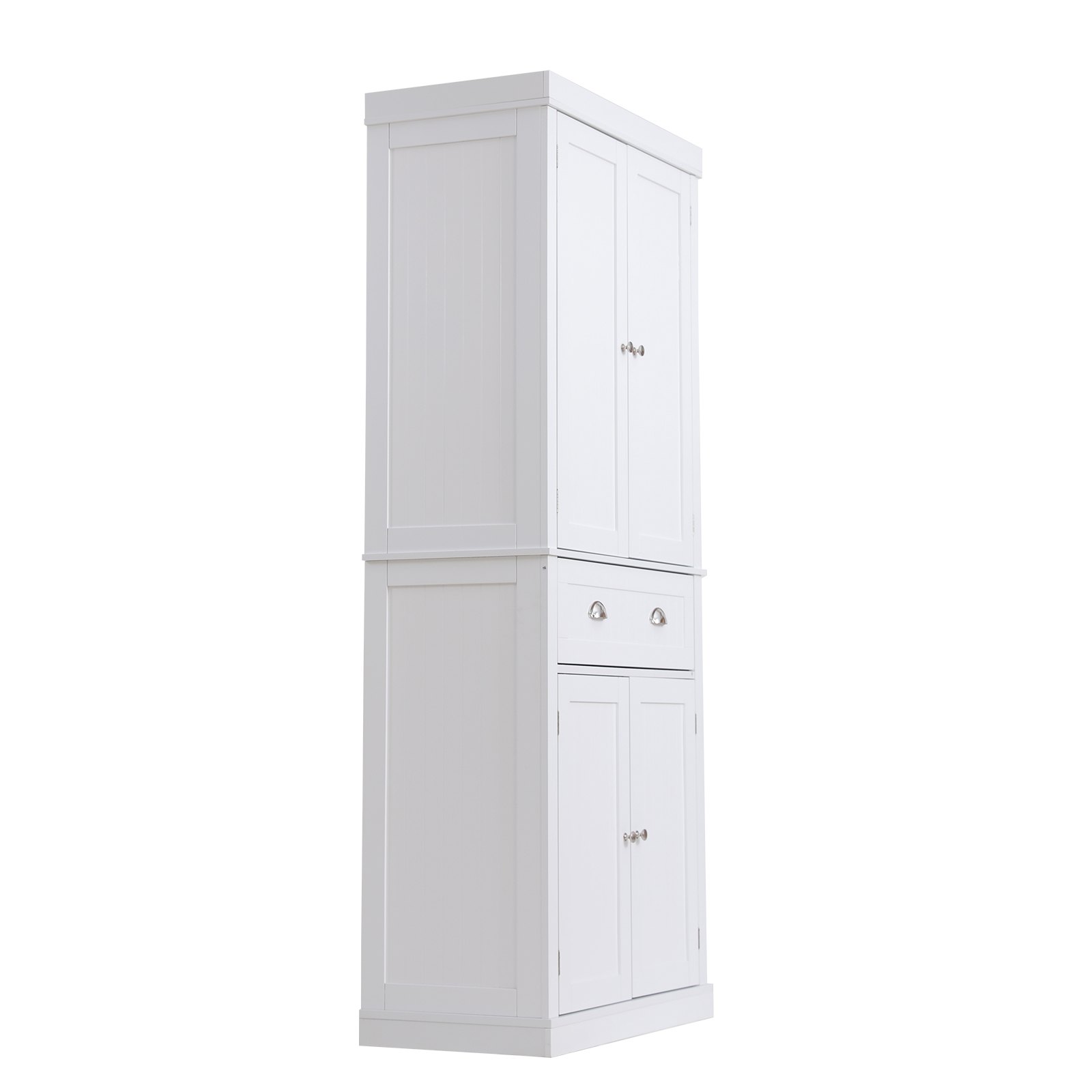 VEVOR 183 cm Vorratsschrank für die Küche, Hauswirtschaftsschränke mit Türen, Schublade &  3 Verstellbaren Regalen, Speisebuffet-Vorratskammern für Küche, Wohnzimmer, Esszimmer, Waschküche, Weiß