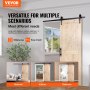 VEVOR Scheunentor und Hardware-Set Schiebetürsystem, 762 x 2133,6 mm Holz-Schiebetor, sanft und leise, Scheunentor-Set mit 8-in-1-Bodenführung und Türgriff, Fichtenholz-Platte