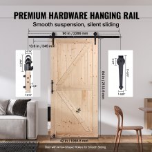 VEVOR Scheunentor Hardware-Kit 1067x2133mm Holz Schiebe Scheunentor Reibunglos