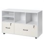 VEVOR 2 Drawer Wooden File Cabinet, Mobile Filing Cabinet with Open Shelves, Lockable Lateral Rolling File Storage with Adjustable Shelves, Free Standing Printer Stand for Home Office School, White