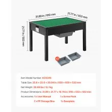 VEVOR Kindertisch 810 x 553 x 502 mm, Aktivitätstisch aus Holz, doppelseitige Baustein-Tischplatte, Mehrzweck-Spieltisch mit 2 Aufbewahrungsbehältern, Geschenk für Kinder ab 3 Jahren, Schwarz
