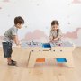 VEVOR Kids Reversible Wooden Activity Table, Multi-Purpose Activity Play Table with 200 Building Bricks & 3 Storage Bins for Kids 3+ Years, Large Storage Space, Present for Boys & Girls, Natural