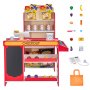 VEVOR Children's Grocery Store Playset, Wooden Toy Shop with Shopping Bag, Children's Supermarket with Conveyor Belt, Scanner, Cash Register, Fruits and Vegetables, Gift for Children Ages 3 and Up