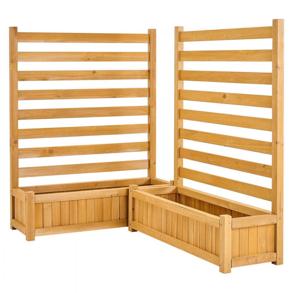 VEVOR 2 tlg. Sichtschutzzaun Klimaanlage Abdeckung, 914 x  1143 mm, Holzzaun mit Blumenkästen für Außenbereich, einstellbarer Winkel, für Außengeräte wie Klimaanlagen, Wärmepumpe & Mülltonne als Deko