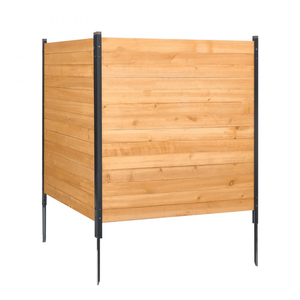 VEVOR Sichtschutzzaun Holz, 1100x982 mm, 2 Paneele, Lamellenzaun für Klimaanlagen, Umzäunung für Poolausrüstung mit Metallpfählen, Gartenzaun, Mülltonnenversteck für Außenbereich als Gartendekoration