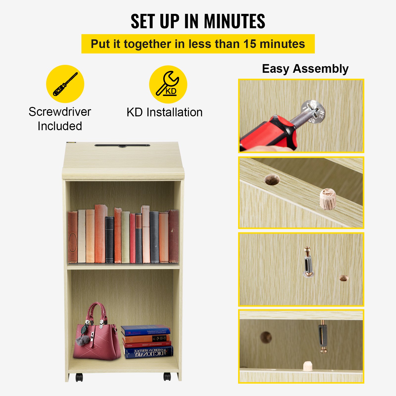 VEVOR Rednerpult 60 x 40 x 120 cm, Mobil Schreibpult 60 kg Tragfähigkeit Stehschreibtisch 60 x 40 x 8 cm Lesefläche, Laptoptisch Stehtisch für Kirchen, Klassenzimmer, Seminare