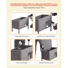 VEVOR Katzenhaus Outdoor 870 x 535 x 690 mm, Katzenhütte aus Holz, winterfeste Katzenhöhle mit 30-W-Heizkissen, PVC-Klapptür & Asphaltdach, Katzenunterstand für 1–3 Katzen im Winter,