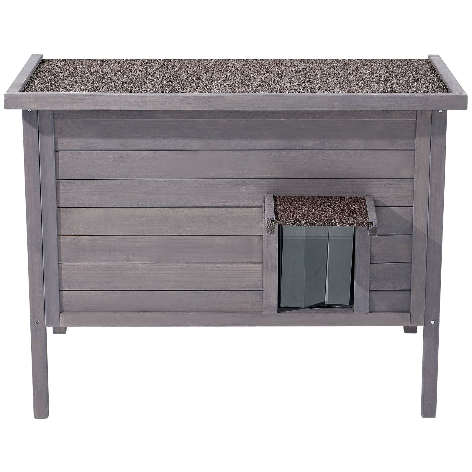 VEVOR Katzenhaus Outdoor 870 x 535 x 690 mm, Katzenhütte aus Holz, winterfeste Katzenhöhle mit 30-W-Heizkissen, PVC-Klapptür & Asphaltdach, Katzenunterstand für 1–3 Katzen im Winter,