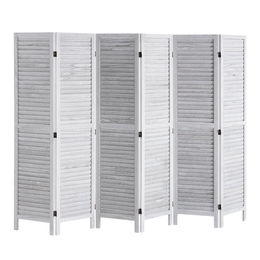 VEVOR Wooden Room Divider Screen, 6-Panel Foldable Privacy Screen, 242 cm Long, Portable Decorative Screen for Room Partitioning with European Style for Home, Restaurant, Bedroom