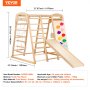 VEVOR Klettergerüst 7 in 1 Indoor-Spielplatz für Kinder, hölzernes Kletterspielzeug für Kleinkinder im Innenbereich mit Holz- und Strickleiter Netzleiter Schaukel Klettergerüst Rutsche Kletterwand