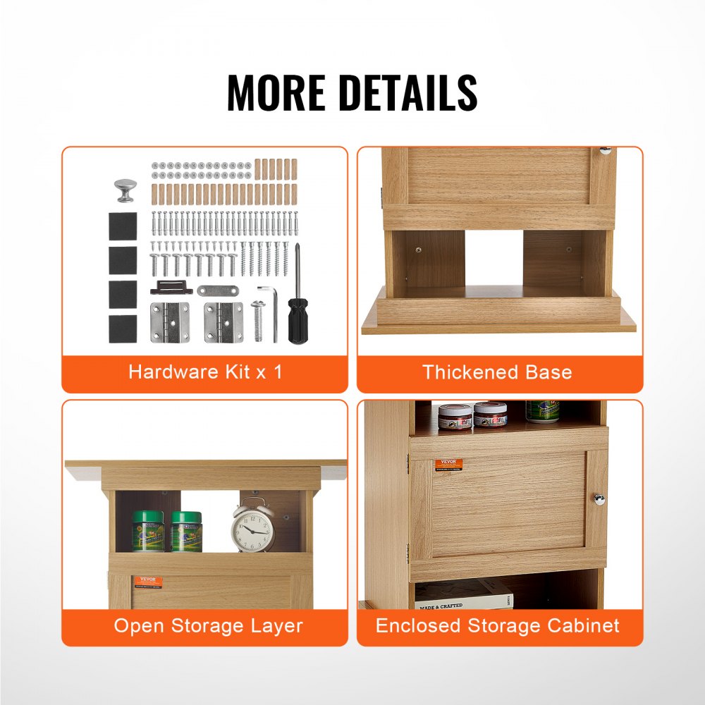 VEVOR Aquariumständer, 20 Gallonen Fischtankständer, 64 x 40 x 72 cm MDF Schildkrötentankständer, 76 kg Tragkraft, Reptilientankständer mit Aufbewahrung, Schrank und Hardware-Kit, Lindenholzfarbe