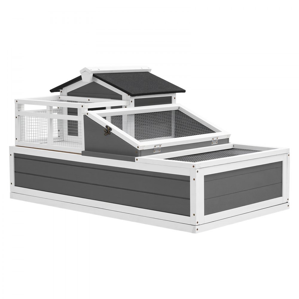 VEVOR Tortoise Habitat 4-Room Wooden Tortoise House with Balcony 2 Stories, for Small Animals Indoor Outdoor, Built-in Ramp, Indoor Large Turtle Enclosure Reptile Cage with Openable Roof, Viewing Area