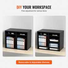 VEVOR Briefablage Schreibtisch Organizer 520 x 305 x 410 mm, 2,3–5,6 cm Einstellbar A4 Stapelbar Quer, Papierablage, Aufbewahrung Schreibtisch Ablagesystem Organisation, Ablage (Schwarz, 2 x 6 Fächer)