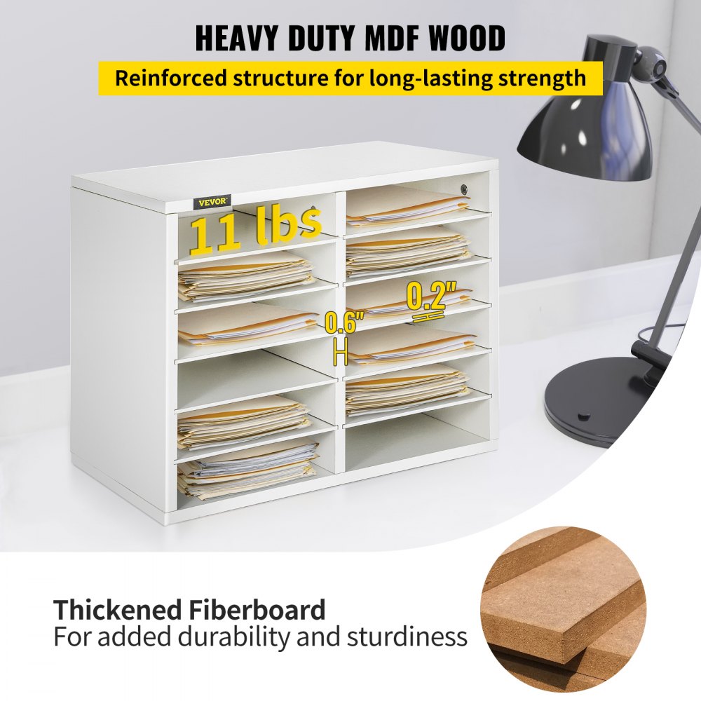 VEVOR Dokumentenablage Holz 12 Fächer Briefkorb Ablage Organizer Ablagefach