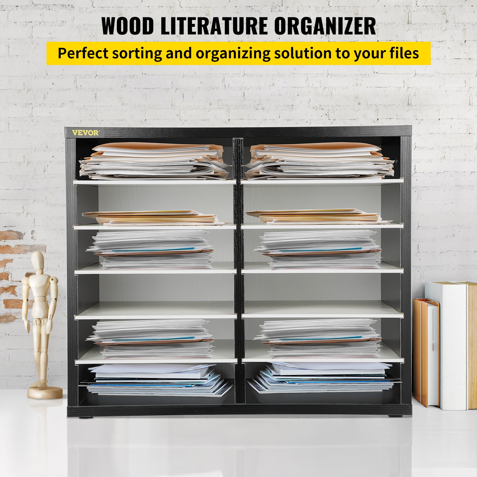 VEVOR Dokumentenablage Holz 12 Fächer Schreibtisch Organizer Ablagefächer