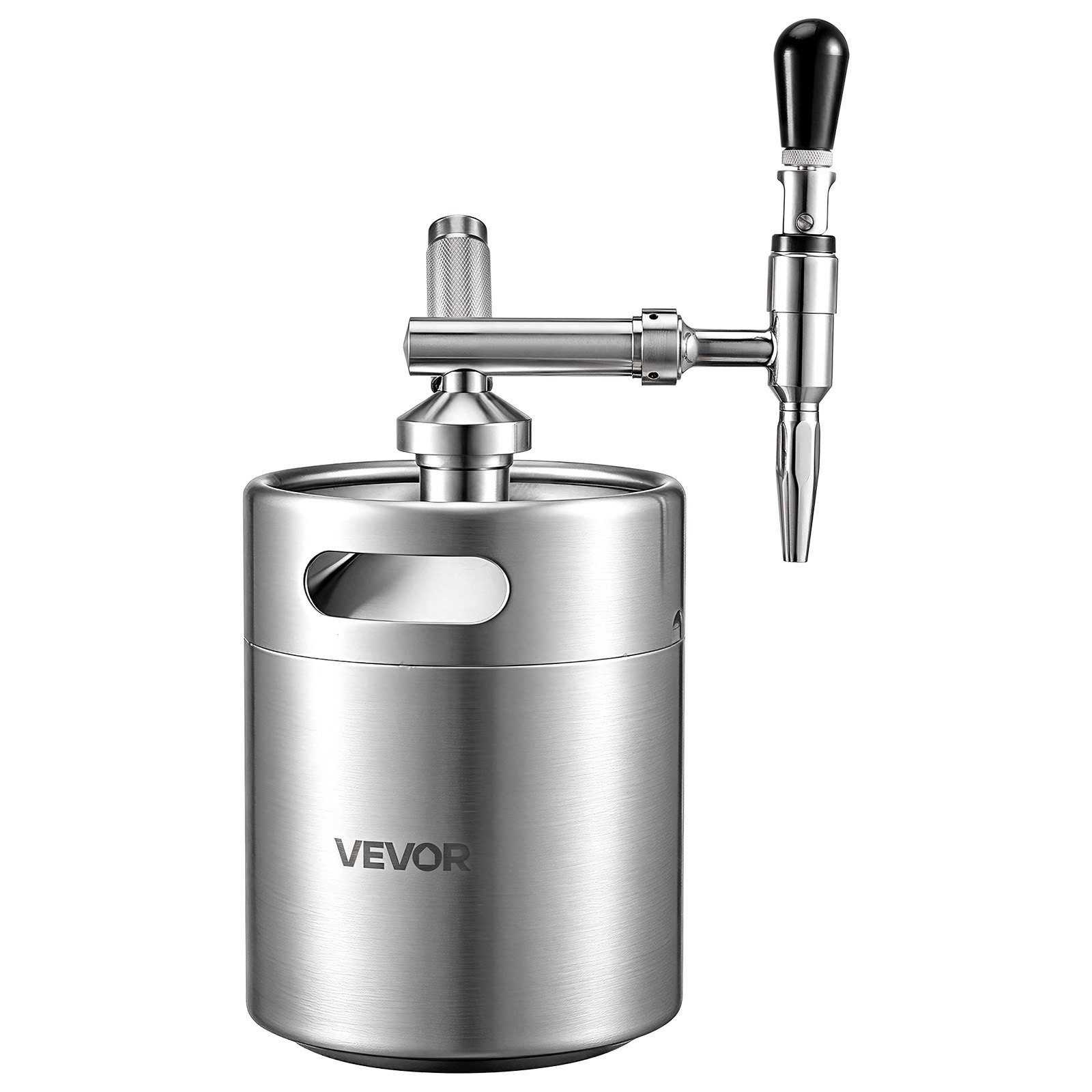 VEVOR Nitro-Cold-Brew-Kaffeefass 4 L, Edelstahl-Kaffeemaschine mit Zapfhahn, Heimbrüh-Kaffeefass, Tragbares Kaffeefass mit Spender und Druckentlastungsventil, Geeignet für Kaffeeliebhaber