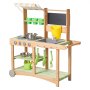 VEVOR Spielküche, Kinderküche, Spielzeugküche mit Löffeln, Spüle, Sonnenschutz, Schwenkrädern, Kochgeschirr & Zubehör, Holzküche, Ideal für Kinder ab 3 Jahren, 880x326x900 mm