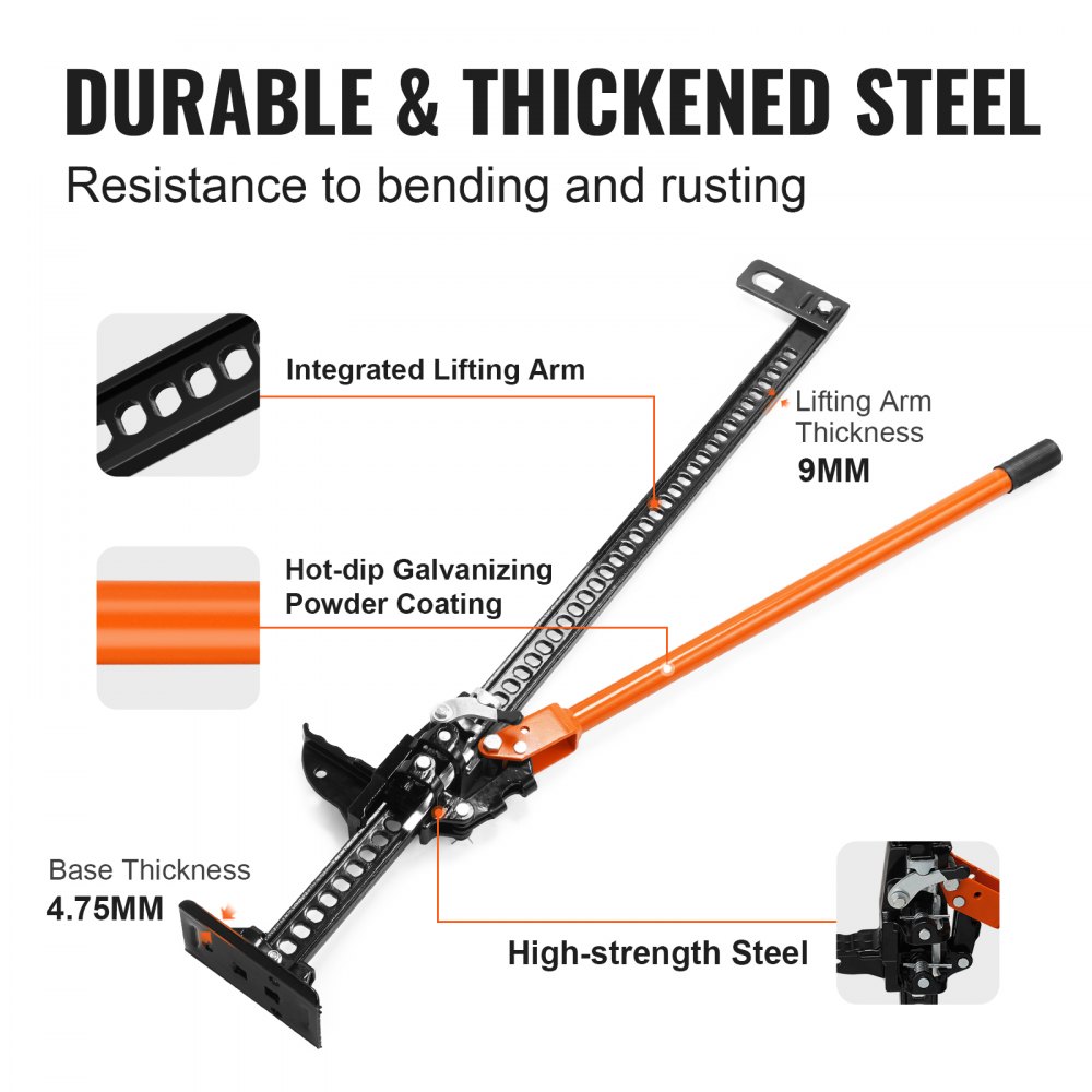 VEVOR Wagenheber Offroad Farm Jack Wagenheber 3,18 t, Offroad Wagenheber Lift 105–1035 mm, Offroad Heber ATV Heber für Bauernhof, Straßenrettungen & Fluchtversuche usw. Stahlheber Traktor
