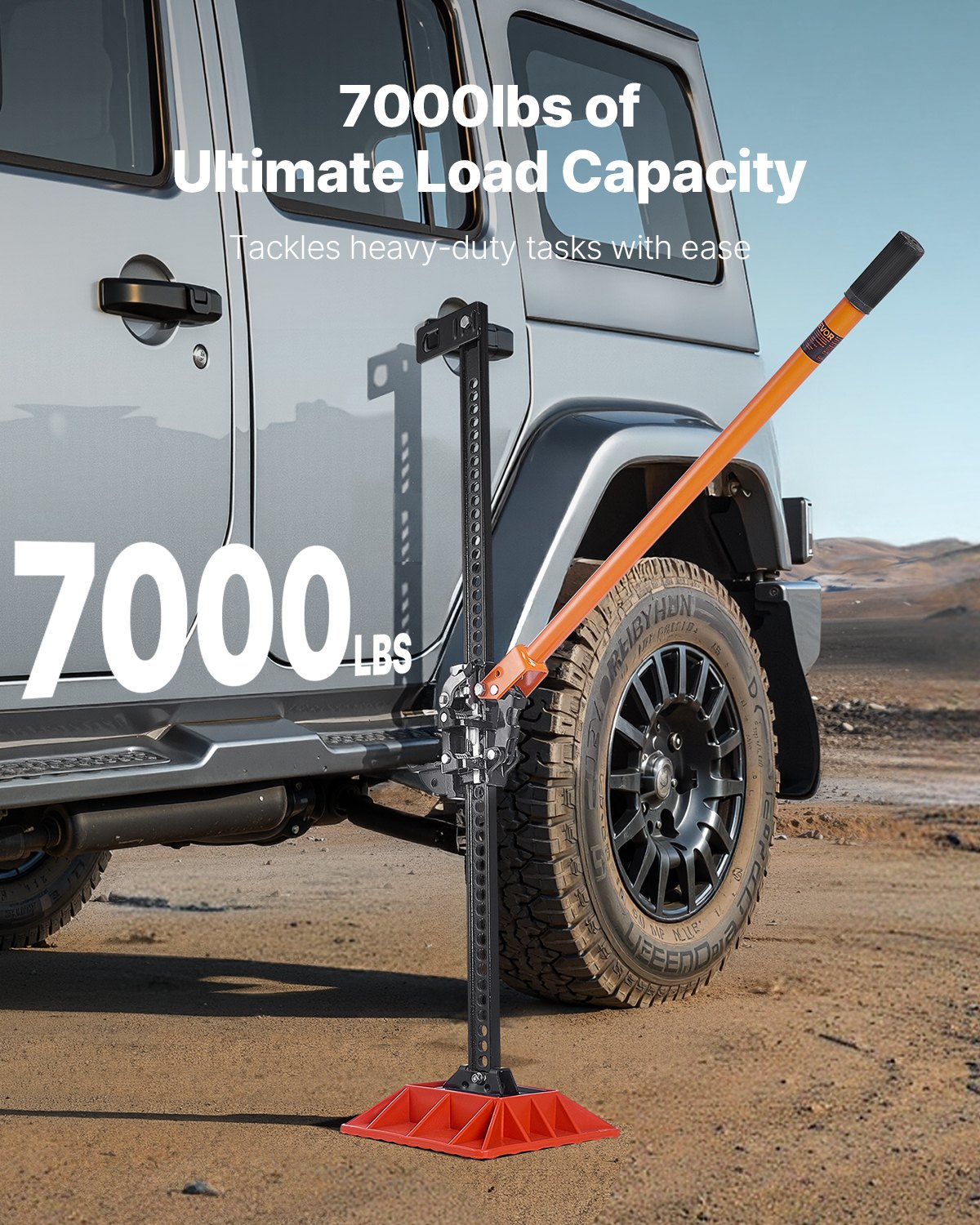 VEVOR Farm Wagenheber Offroad mit Sockel High Lift Farm Jack (3,18 t) Offroad-Nutzwagenheber, Stoßstangenheber Hochleistungshebebühnen mit 130,1–1079,5 mm Hubbereich für Traktor Lkw SUV