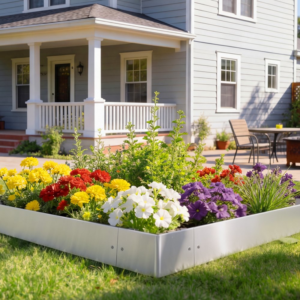 VEVOR Rasenkante, 10er-Pack, 100x23 cm Beeteinfassung, Cortenstahl Beetumrandung mit 11 Verbindungsplatten, Beetbegrenzung Rasenbleche Mähkante Metall Gartenpalisade für Blumenbeete & Gartenwege