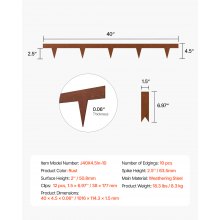 VEVOR Rasenkante 10er-Set Beeteinfassung Beetumrandung Metall 1016x114,3x1,5mm