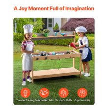 VEVOR Matschküche 1000x360x885 mm, Kinderküche, Holzspielzeug-Spielküchenset mit Zubehör, Outdoor-Spielset, Rollenspiel-Outdoor-Küche für Jungen und Mädchen, Kleinkinder-Spielküche mit Herd und Spüle