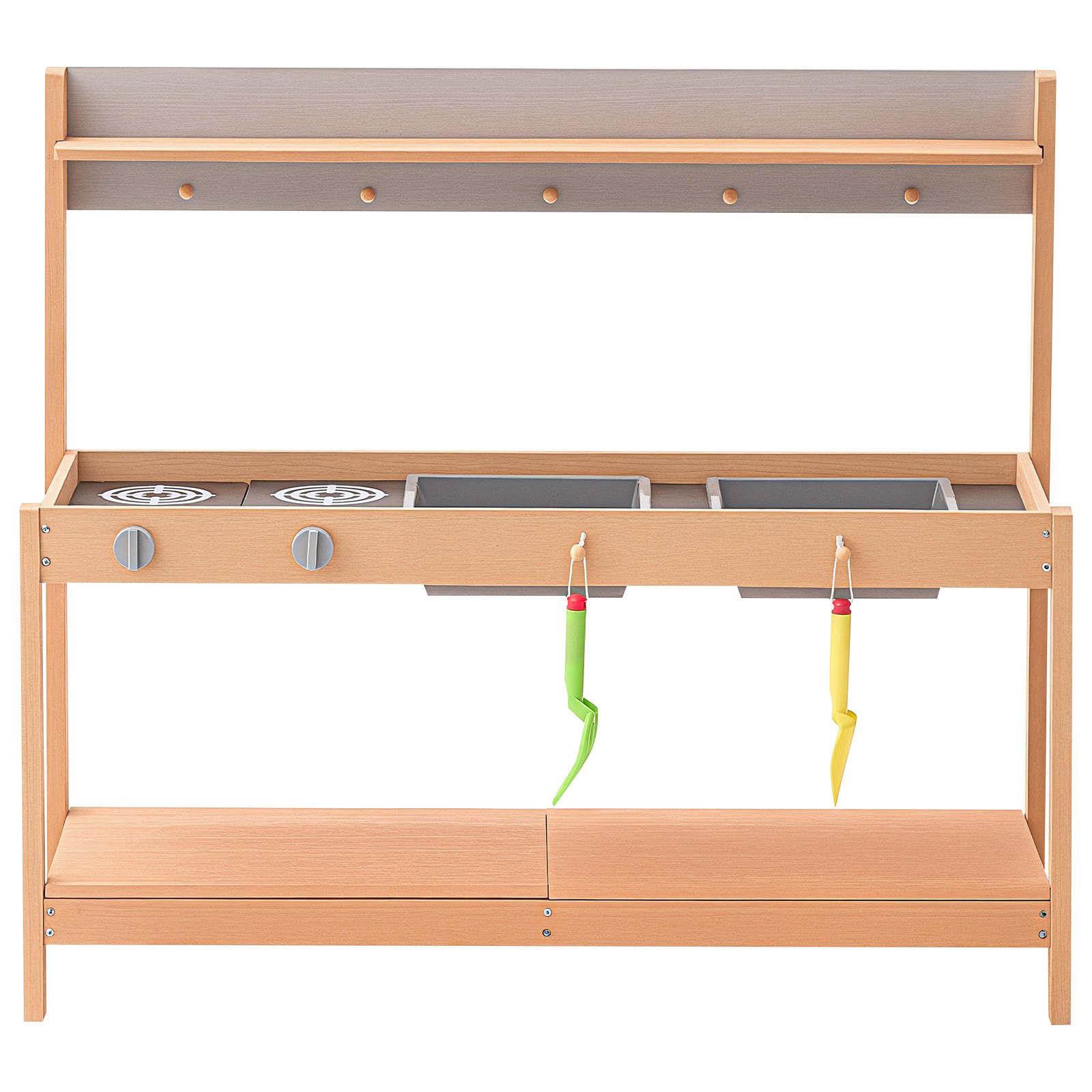 VEVOR Matschküche 1000x360x885 mm, Kinderküche, Holzspielzeug-Spielküchenset mit Zubehör, Outdoor-Spielset, Rollenspiel-Outdoor-Küche für Jungen und Mädchen, Kleinkinder-Spielküche mit Herd und Spüle