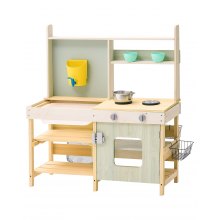 VEVOR Matschküche Kinderküche Spielküche Holzspielzeug mit Zubehör 890x990x380mm