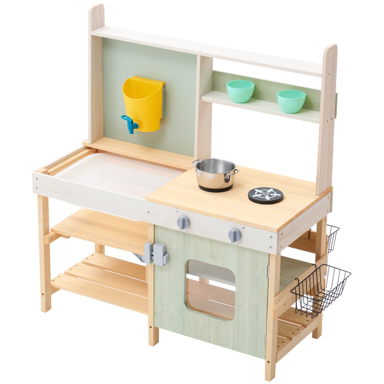 VEVOR Matschküche Kinderküche Spielküche Holzspielzeug mit Zubehör 890x990x380mm