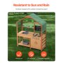 VEVOR Matschküche für Kinder, Holzspielzeug-Spielküchenset mit Zubehör, Kinderküche im Freien, Rollenspielküche inkl. Zubehör, darunter Herd, Pflanzkästen, Spüle, Wasserhahn, Tafel, Kochgeschirr