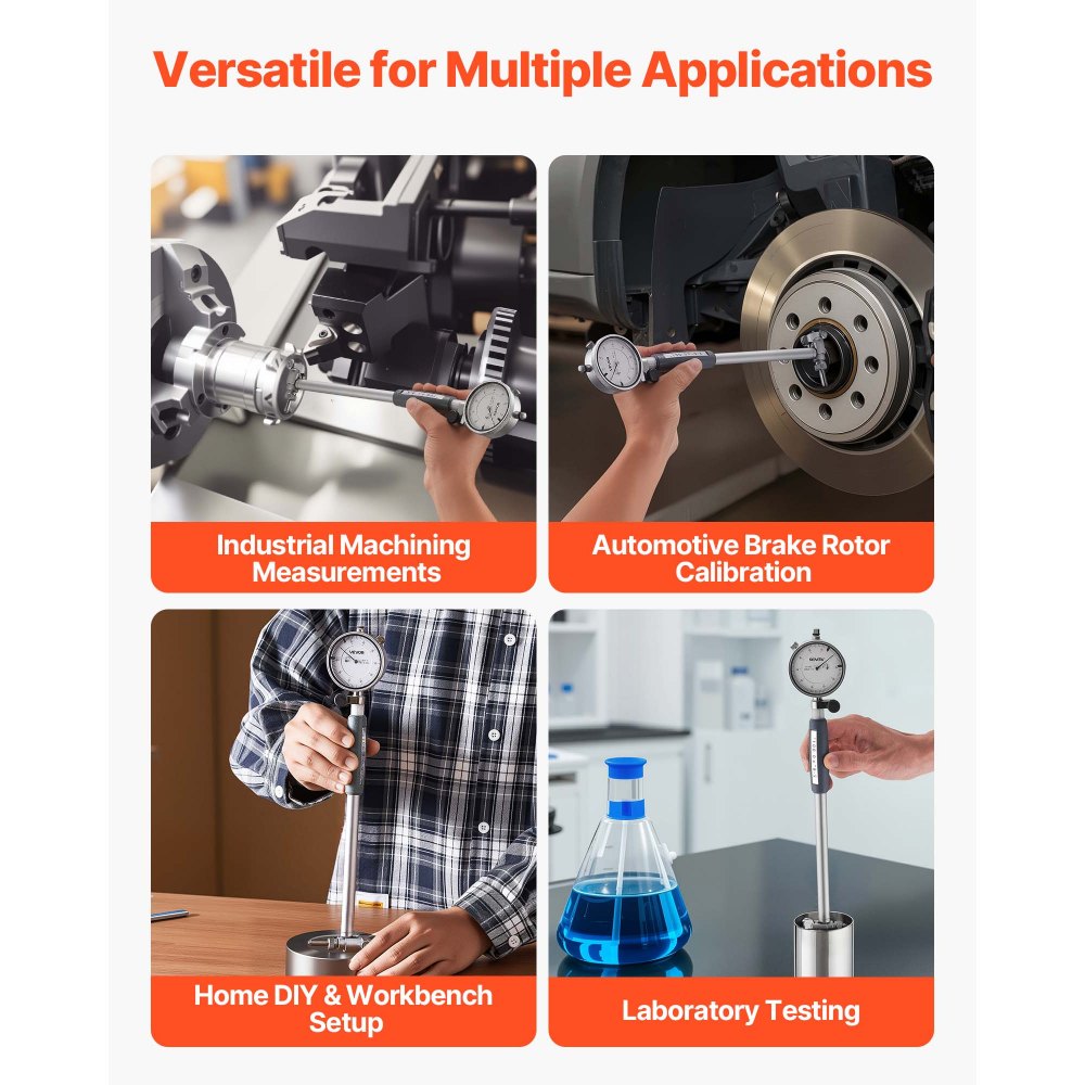 VEVOR Innendurchmesser Messuhr Set, Messuhr mit 0,03 mm Genauigkeit, 0-6,35 mm Bohrungsmessgerät, Bohrungslehre mit Stange, Aufbewahrungskoffer, Ambosse für industrielle Bearbeitungsmessungen