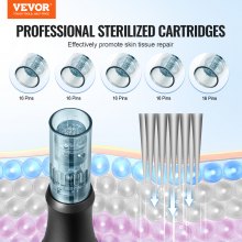 VEVOR Professionelles Microneedling Pen Derma-Stift 6 Gang mit 5 Nadeln 0-2,5mm