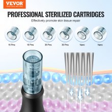 VEVOR Professionelles Microneedling Pen Derma-Stift 6 Gang mit 6 Nadeln 0-2,5mm