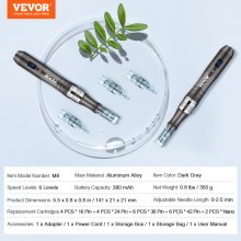 VEVOR Professionelles Microneedling Pen Derma-Stift 6 Gang mit 22 Nadeln 0-2,5mm