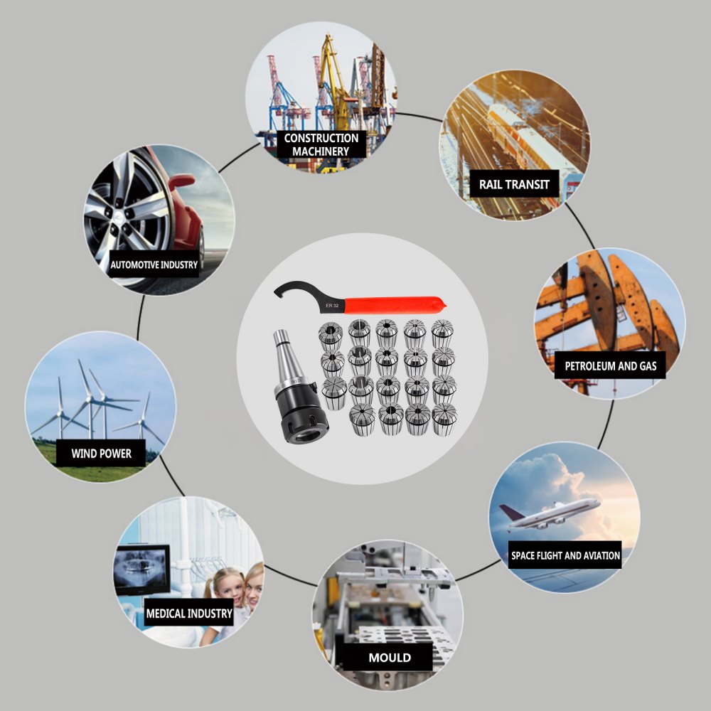 Vevor 19 Stk. Spannzangenfutter 2-20 Mm Spannzangen Set Nt30 1 Werkzeughalter