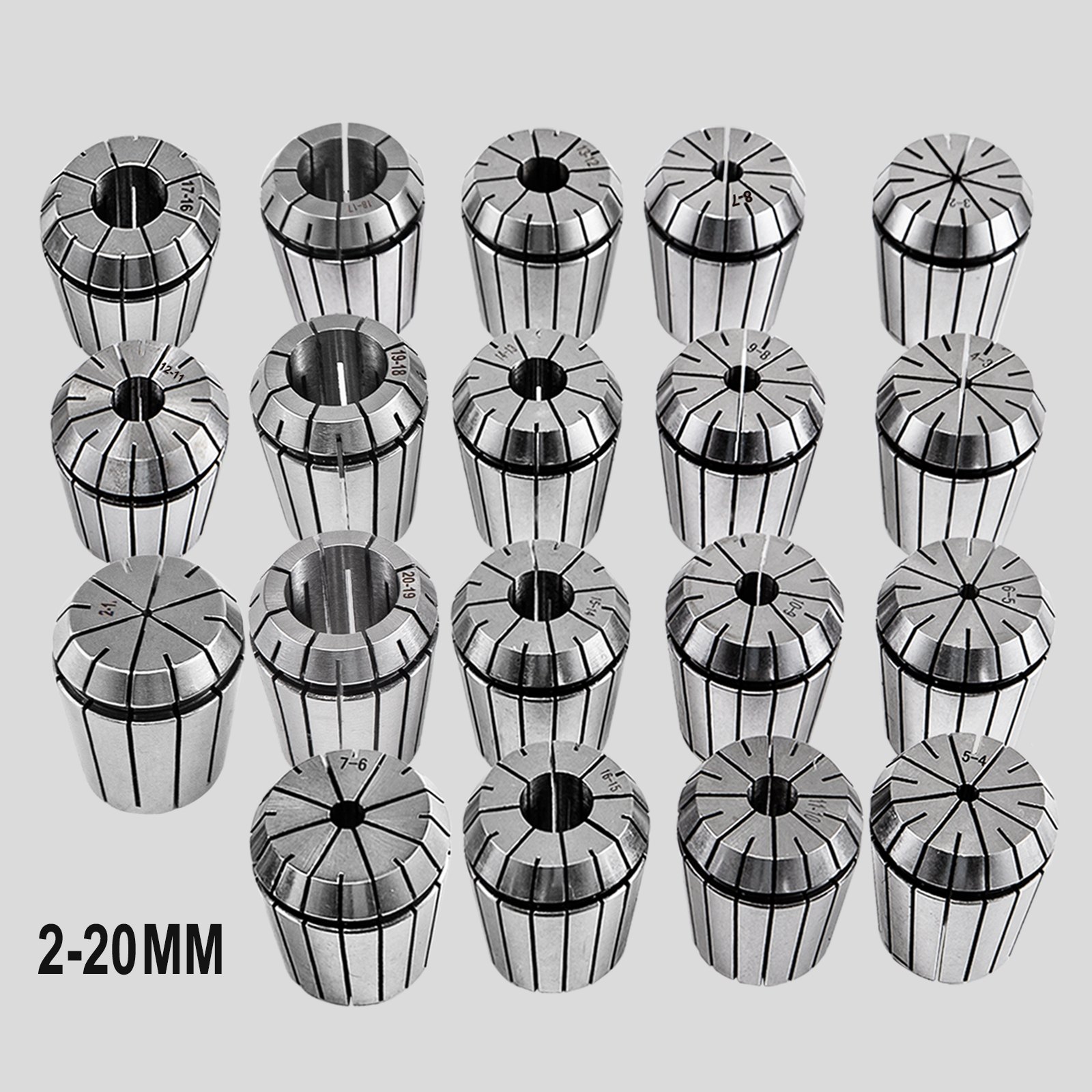 Vevor 19 Stk. Spannzangenfutter 2-20 Mm Spannzangen Set Nt30 1 Werkzeughalter