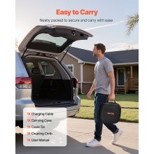 VEVOR EV Ladekabel, 16 A, 7 m, max. 11 kW, Verlängerungskabel, kompatibel mit Typ-2-Ladegeräten für Elektrofahrzeuge, 3-Phasen-Wechselstrom, 480 V, 50 Hz, IP65, Autoladekabel mit Tragetasche