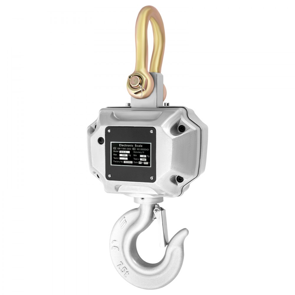 VEVOR Wildwaage Digital 3000 KG, Hängewaage Digital mit Hohe Genauigkeit, Elektronische Kranwaage Hängewaage Digitale Haken, Mini tragbare Hängewaage mit LCD Anzeige für Reisen Koffer, Fischerei