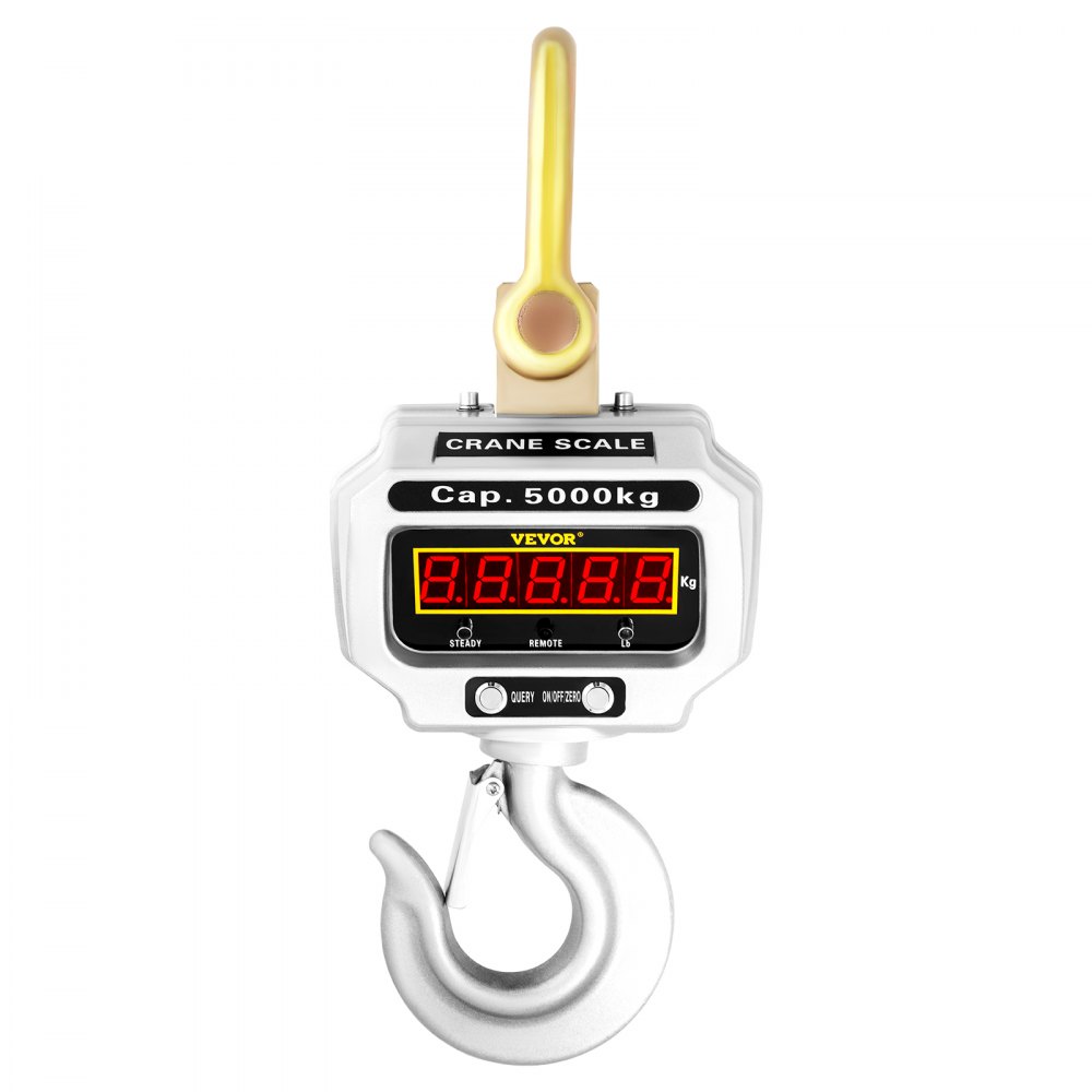 VEVOR Wildwaage Digital 5 000 KG, Hängewaage Digital mit Hohe Genauigkeit, Elektronische Kranwaage Hängewaage Digitale Haken, Mini tragbare Hängewaage mit LCD Anzeige für Reisen Koffer, Fischerei
