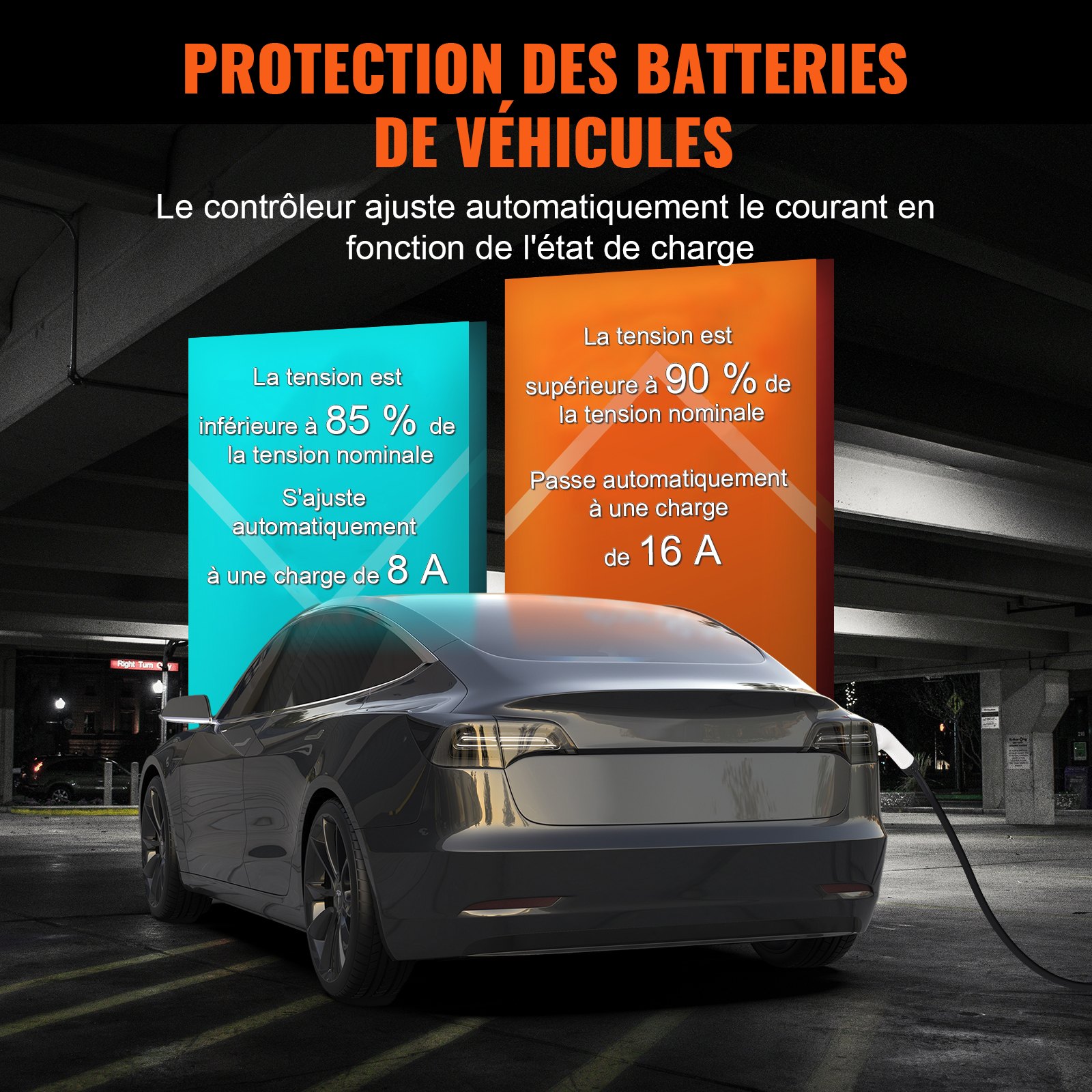 VEVOR Tragbares EV-Ladegerät 3,68 kW Ladegerät für Elektrofahrzeuge EV-Ladekabel Typ 2(IEC62196) CEE 7/7 Stecker 8-16A 1-Phasig EV-Ladestation 8,6m Kabellänge IP66 Wasserdicht Wallbox
