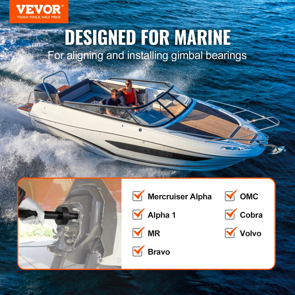 VEVOR Gimbal-Lager-Ausrichtungs- und Installationsset, Hochleistungs-Motorausrichtungswerkzeug-Set, Passend für Mercruiser Alpha, Alpha 1, MR, Bravo, OMC, Cobra und Volvo
