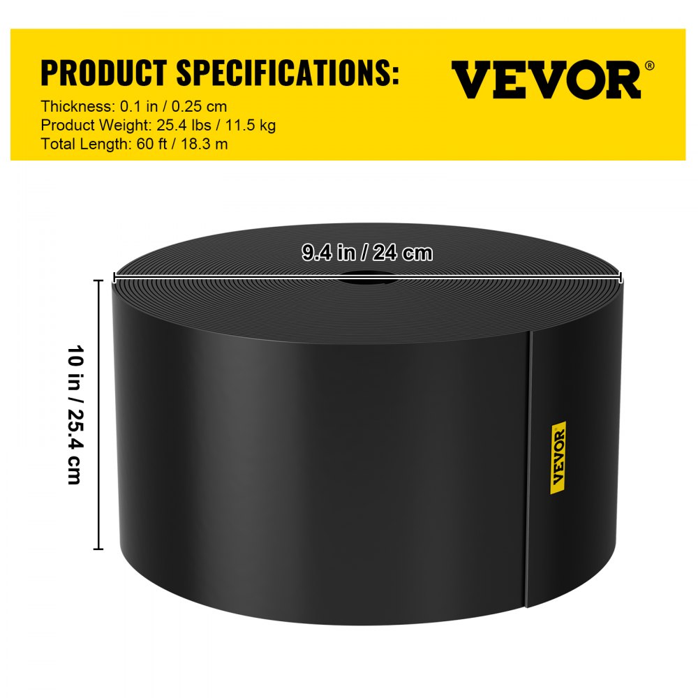 VEVOR Landschaftseinfassung, 25,4 cm Tiefe, 18,3 m Gesamtlänge, spiralförmiges Terrassenbrett aus recyceltem HDPE, flexible Biegekante für Landschaftsbau, Rasen, Garten, Hof