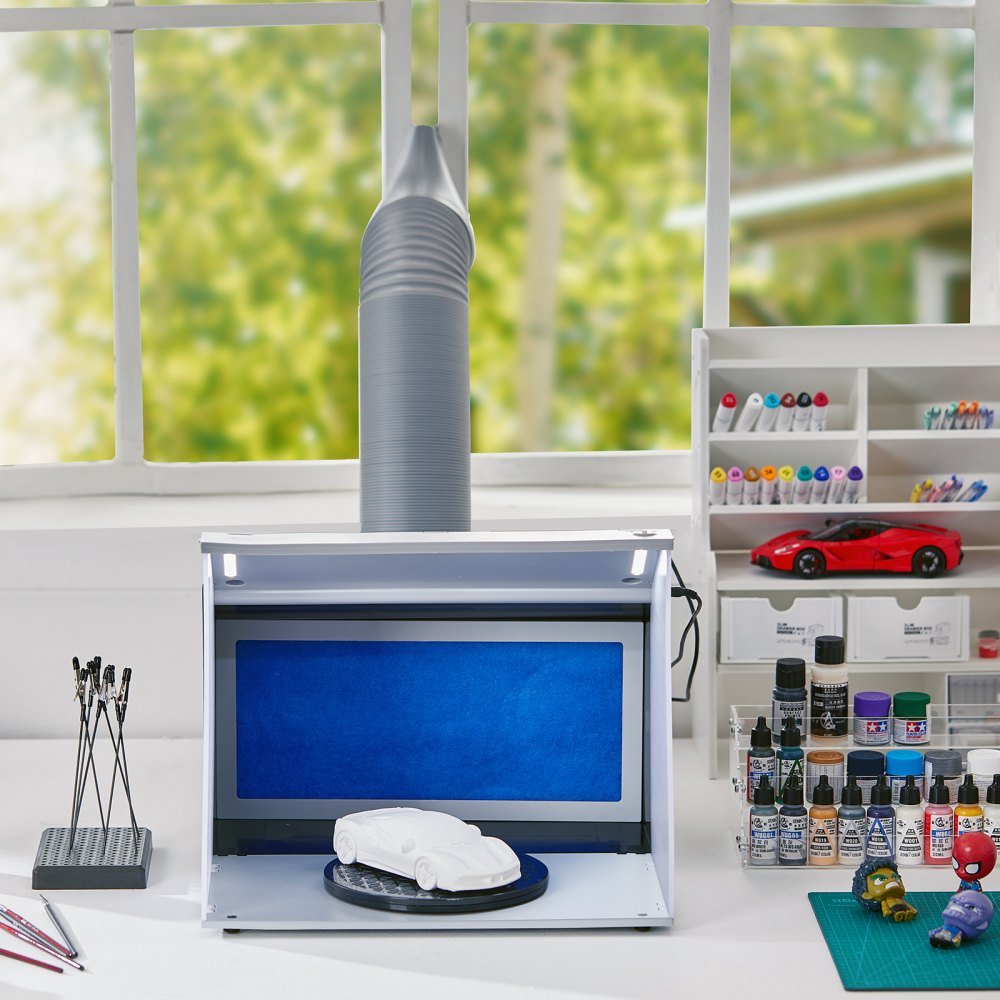 VEVOR Airbrush Spritzkabinen Bausatz 405 x 330 x 355 m, Tragabre Airbrush-Absauganlage, Airbrush Spritzkabine Absauganlage 5,2 m³/min mit  Doppelte Lüfter für Airbrush Modellbau, Lackierarbeiten usw.