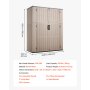 VEVOR Gartenschrank Geräteschuppen Gartenhäuschen 1420x670x1760 mm Braun, für Garage Terrasse & Garten, mit Abschließbarer Tür & Abgerundeten Ecken, HDPE-Harz, Wasserdicht, bis zu 59 kg Belastbar