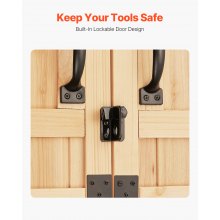 VEVOR Geräteschuppen, Lagerschrank aus Holz mit wasserdichtem Dach und Metallrahmen, doppelt verschließbare Türen, Geräteschrank für den Garten, Lagerhausschrank mit Regalen und Boden, 1473x680x1980mm